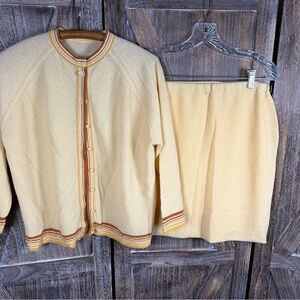 Vintage Talbott Yellow‎ Cardigan and Skirt Set